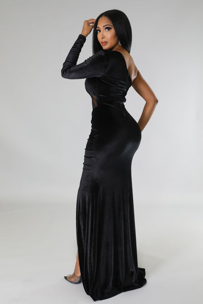 Glamour Girl Velvet Dress Black