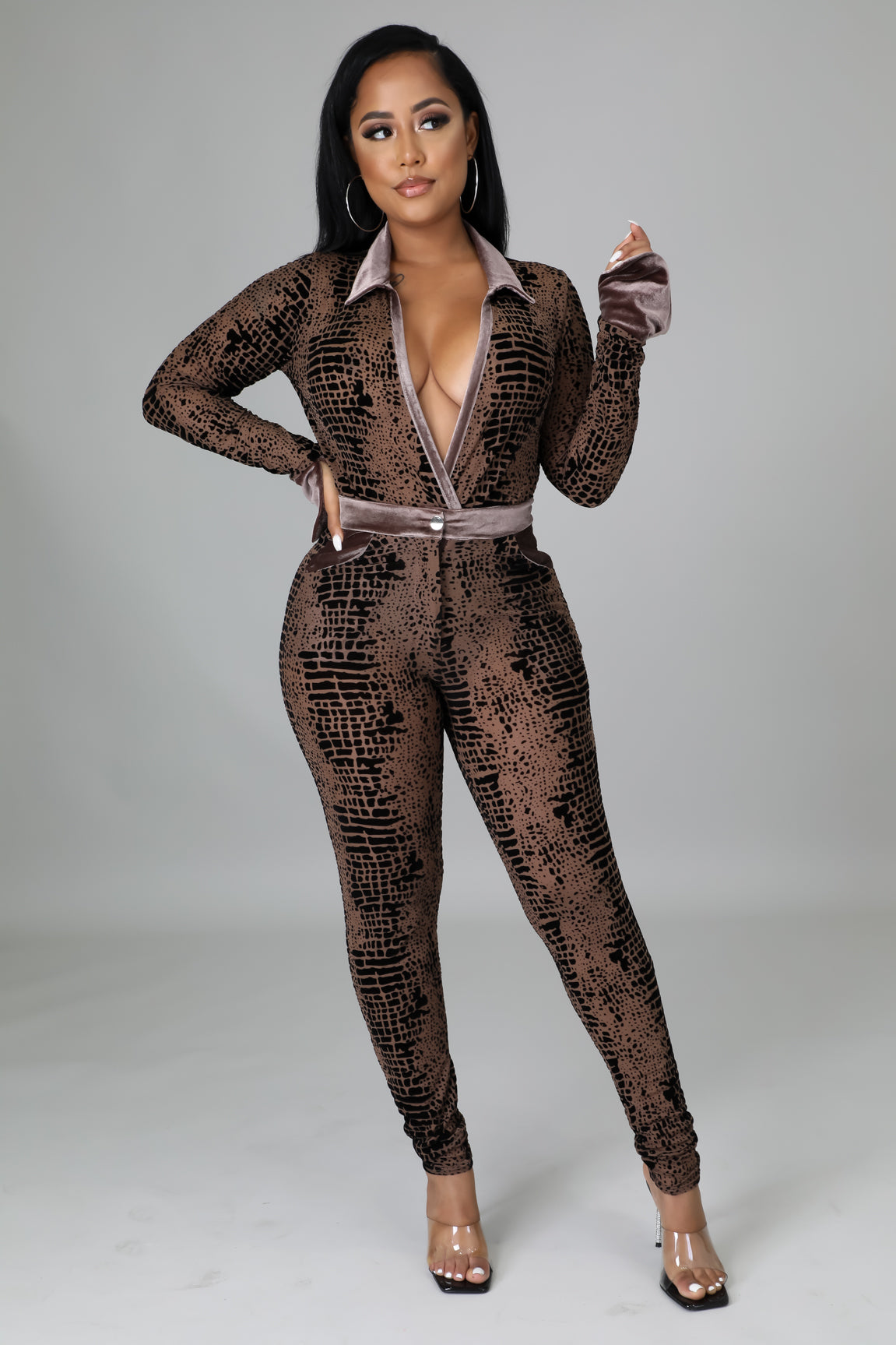 Autumn Snake Print Bodysuit Pant Set