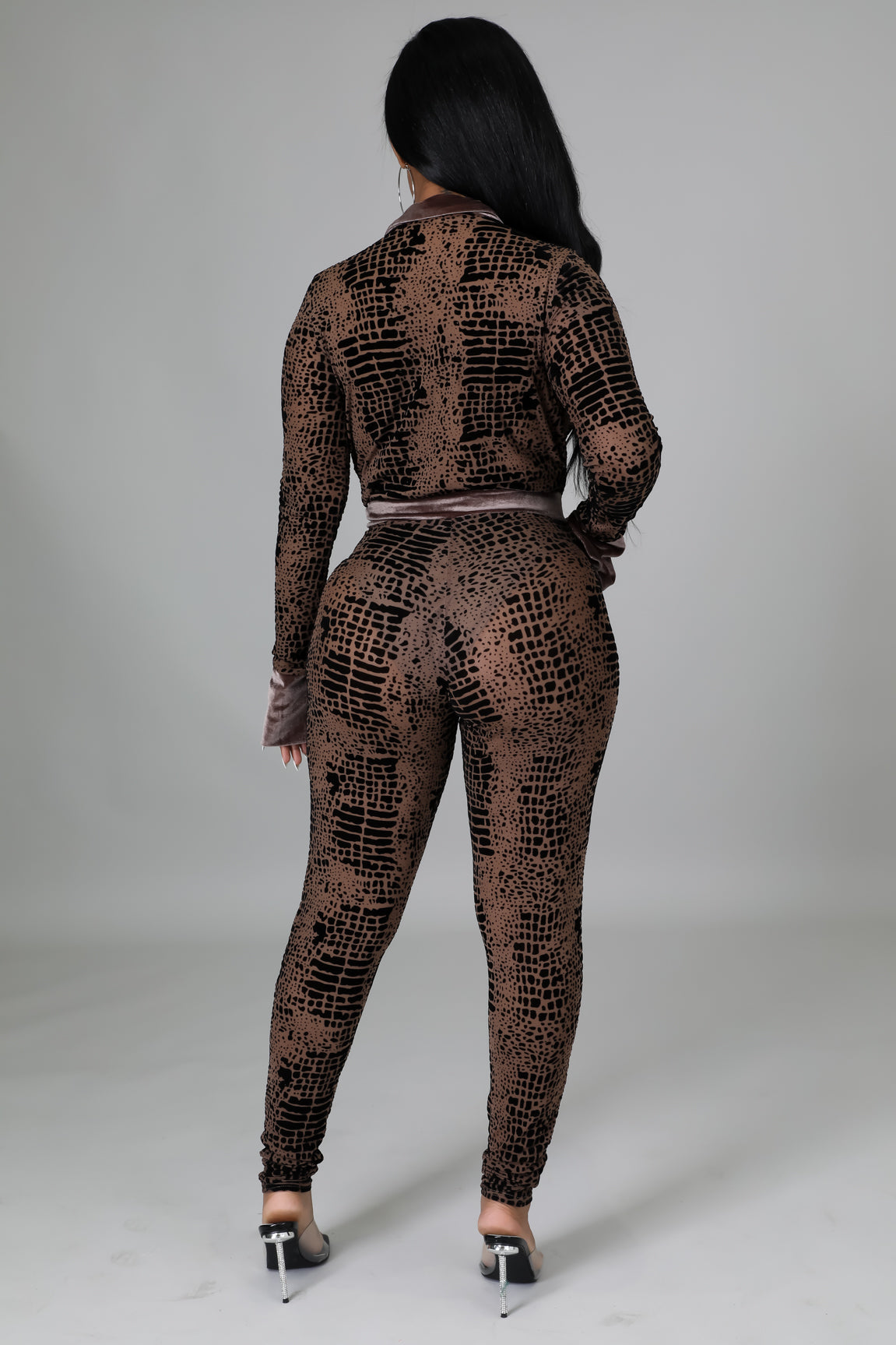 Autumn Snake Print Bodysuit Pant Set