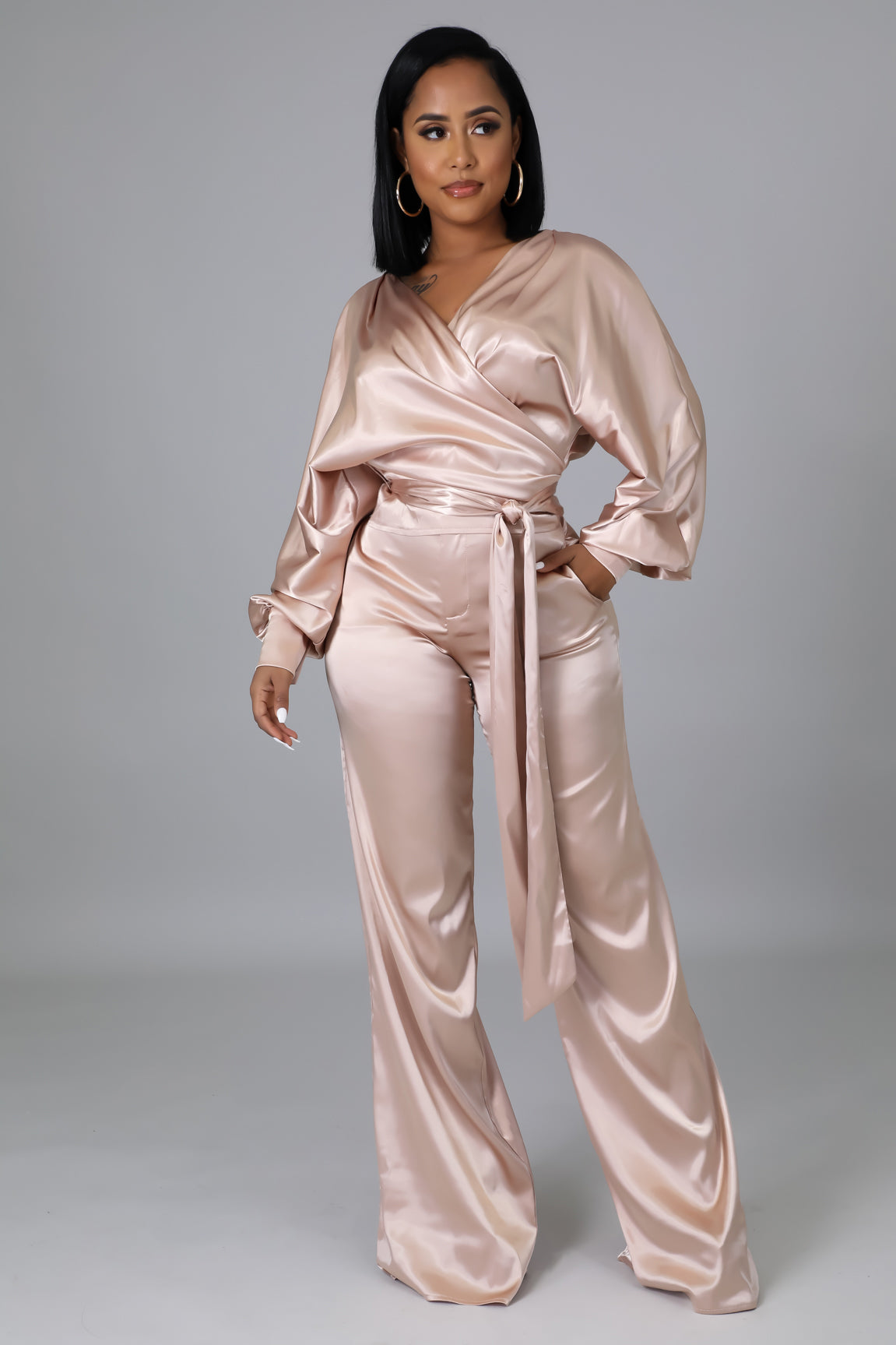 Girl Boss Pants Set-Champagne