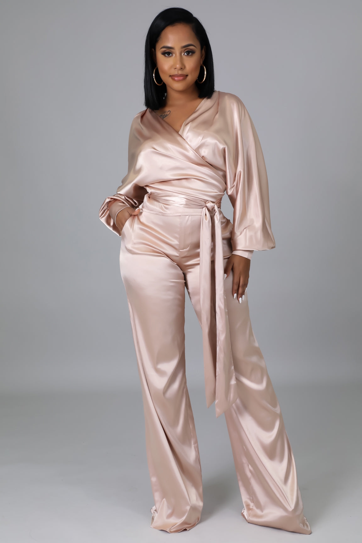 Girl Boss Pants Set-Champagne