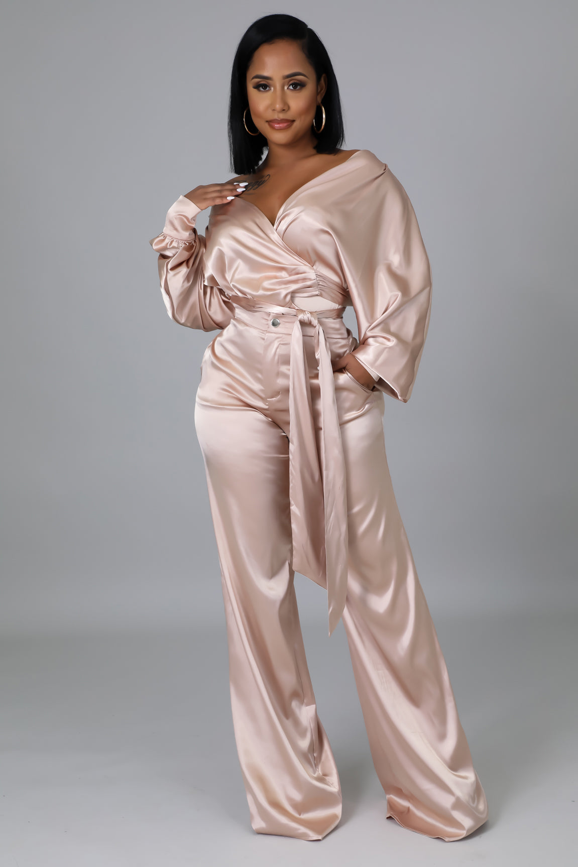 Girl Boss Pants Set-Champagne