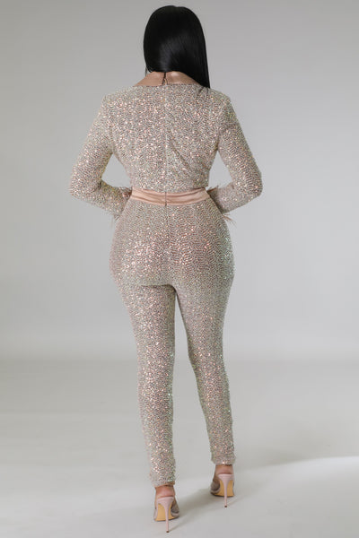 It's My Time To Shine Sequin Jumpsuit Gold