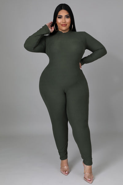 I Am Enough Jumpsuit-Olive