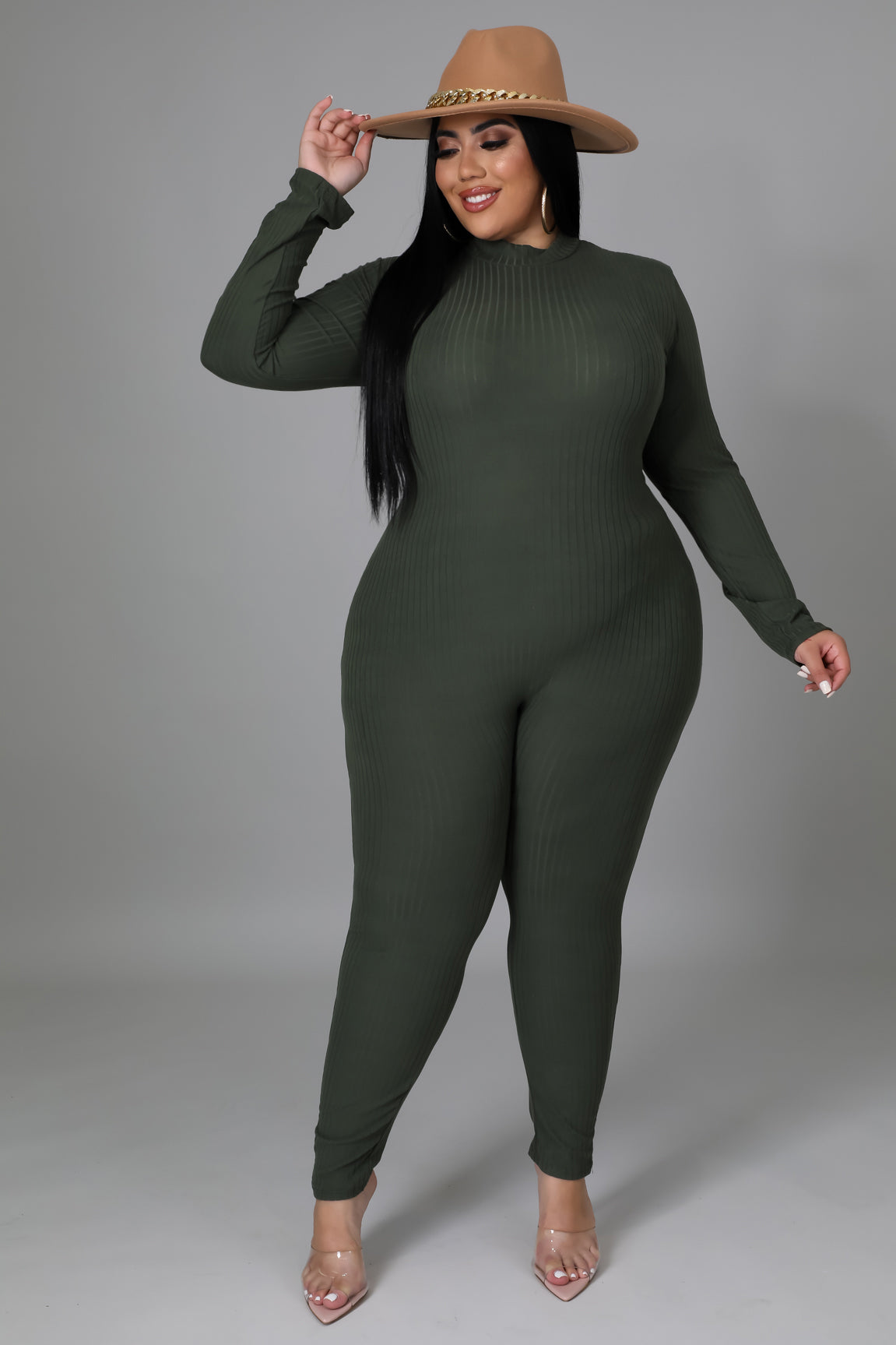 I Am Enough Jumpsuit-Olive